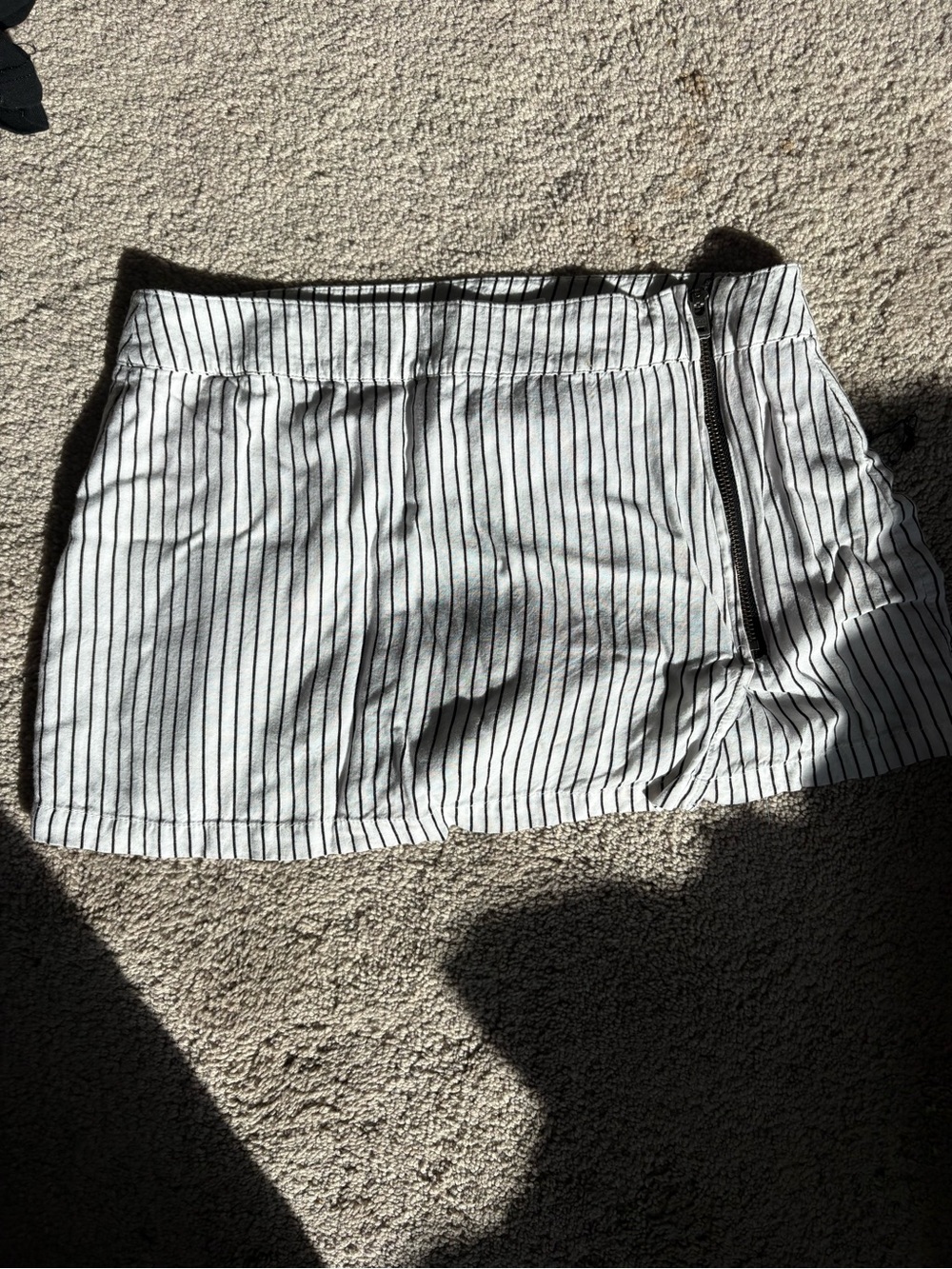 Striped Mini Shorts with Side Zip - White and Black